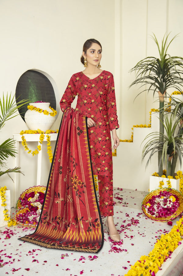 Elegant Ladies Khaddar Suit - Bin Affan Brand DS-22